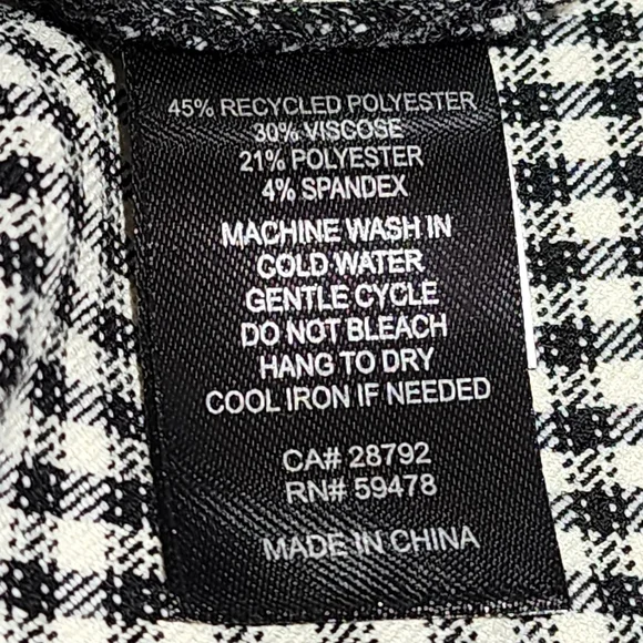 Nicole Miller Womens Pants Black And White Plaid High Waisted Split Leg Size 8 - Picture 7 of 15